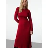 Trendyol Red Midi Knitwear Crew Neck Dress