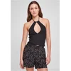 Womens Short Wrap Neck Warmer Top Black
