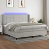 Greatstore Box spring postelja z vzmetnico LED sv. siva 200x200 cm blago