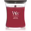 Woodwick Velvet Plum dišeča sveča z lesenim stenjem 275 g