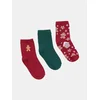 Sinsay - Pamučne čarape sa novogodišnjim motivom 3 pack - maroon