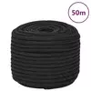 Vidaxl vidaXL Jadralna vrv, enobarvna črna, 14 mm, 50 m, polipropilen
