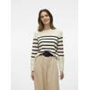 Black-beige womens striped sweater Vero Moda Saba