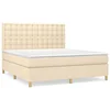 Vidaxl Box spring postelja z vzmetnico krem 180x200 cm blago