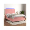 Krevet box spring s madracem LED ružičasti 140x190cm baršunasti