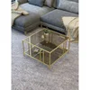 Hanah Home Bakü klub sto 75 × 45 × 75 cm, zlatna / bronzano staklo