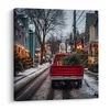 Slika zasnežena ulica z božičnimi lučmi - 30x30