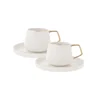 Karaca Streamline 4-delova Porcelanski Set za Espresso/Tursku Kafu za 2 Osobe - Bela/Zlatna
