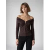 Sinsay - Bluza sa ukrasnim nabiranjem - tamno braon