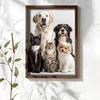 WallXpert uramljena MDF slika NAL042-70, dva psa i tri mačke, portret kućnih ljubimaca, 50 x 70 cm