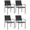 Vidaxl Vrtni stoli z blazinami 4 kosi črni 54x62,5x89 cm poli ratan