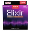 Elixir 16564 Nanoweb 11-52 3-Pack Strune za akustično kitaro