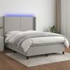 Krevet box spring s madracem LED svjetlosivi 140x190 cm tkanine