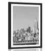 Plakat s paspartujem čarobni New York v črnobeli varianti - 30x45 silver