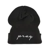Pray Embroidery Beanie Black/White