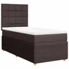 Vidaxl Box spring postelja z vzmetnico temno rjava 90x200 cm blago