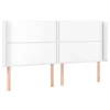 Vidaxl Vzglavje z ušesi belo 203x16x118/128 cm umetno usnje