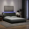 vidaXL Posteljni okvir z LED lučkami temno siv 160x200 cm tkanina
