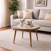 Hanah Home klub sto Polen 80, 80 cm, orah / beli mermer