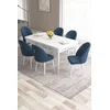 Hanah Home Set Trpezarijski sto i 6 stolica Roz, Plavo-beli