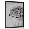 Plakat vrtnice v vazi v črnobeli varianti - 60x90 no frame