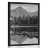 Plakat čudovita gorska panorama z jezerom v črnobeli varianti - 20x30 no frame