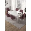 Hanah Home trpezarijski set Via, sto na razvlačenje i 6 stolica, bela ploča, puder roze tkanina Jerry