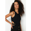 Trendyol Black Knitted Accessory Window/Cut Out Detailed Body with Snap Fastener