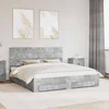 Vidaxl Konstrukcija postelje s predalom Betonsko siva 200 x 200 cm