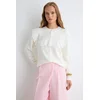 Trendyol ženski duks Ecru Soft Textured Lace Detailed Knitwear Cardigan Twoaw27Hi00055