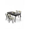 HANAH HOME Rasklopivi trpezarijski sto i stolice (5 delova) Exve Black Marble Cream