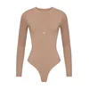 GOD SAVE QUEENS Bodi Second Skin Long Sleeve Crew-Neck Bodysuit svetlo rjava