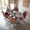 Homestyle4U Jedilna miza in 4 stoli, ovalna, 200x95x76 cm, rjava