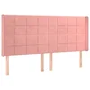 Vidaxl Vzglavje z ušesi roza 203x16x118/128 cm žamet