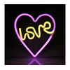 LED neonska zidna dekoracija LOVE LED/3W/3xAA USB ružičasta