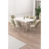 Hanah Home trpezarijski set Jita, sto i 6 stolica, ploča u dekoru belog mermera, hromirane noge, krem tkanina Babyface