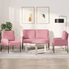 Vidaxl Sedežne garniture 3 pcs Roza 115 x 56 x 80 cm Vezani les