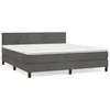 Vidaxl Box spring postelja z vzmetnico temno siva 180x200 cm žamet