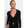 Trendyol Black Silvery Slit Detailed Knitwear Sweater