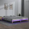 vidaXL LED posteljni okvir 160x200 cm trden les