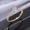shumee ZLAT PRSTAN Z DIAMANTOM IN CIRKONIJEM, POROČNI PRSTAN IZ KIRURŠKEGA JEKLA, VELIKOST 21