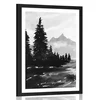 Plakat s paspartujem umetniška pokrajina v črnobeli varianti - 40x60 white