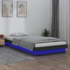 LED okvir za krevet sivi 90 x 200 cm od masivnog drva