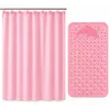 Set za kupatilo zavesa i podloga, 2 komada, Roze