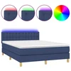 Vidaxl Box spring postelja z vzmetnico LED modra 140x190 cm blago