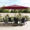 Vrtni suncobran s drvenim stupom bordo 400 x 273 cm