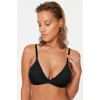 Trendyol Black Polyamide Rope Strap Triangle Capless Bralette Knitted Bra