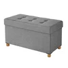 Songmics Shranjevalna klop z zložljivim otomanskim sedežem in shranjevanjem 38x110x40 cm siva