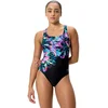 Speedo printed powerback one piece glitchy garden/black 3xl - uk42