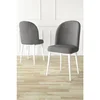 Hanah Home set trpezarijskih stolica Aste 8 kom, siva tkanina Babyface, bele metalne noge